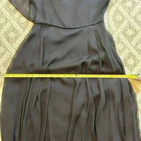 Georgia Bullock Vintage 1960’s Sheer Silk Overlay Black Midi Dress Sz Small. - Picture 12 of 13